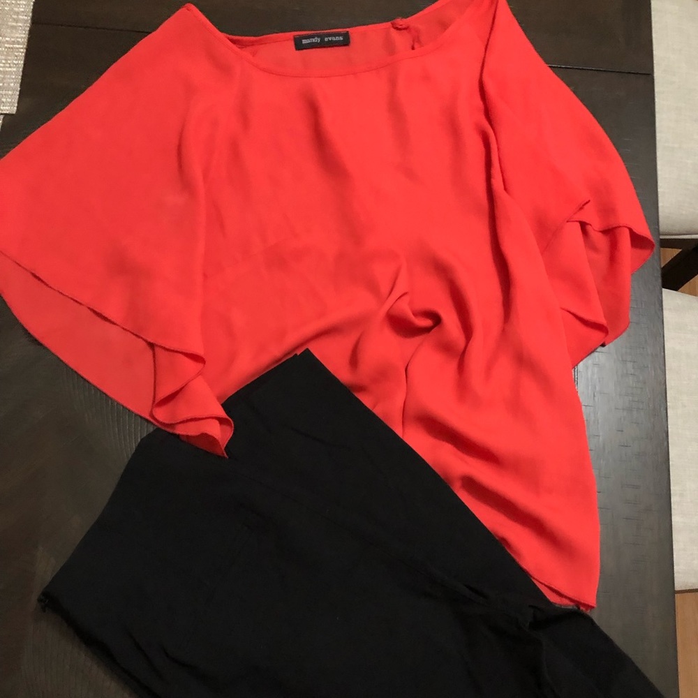 ASOS Black Classic Work Pants with Zipper on the side 8 High Waist + Free Blouse